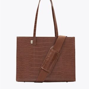 BEIS Croc-Embossed Brown Work Tote